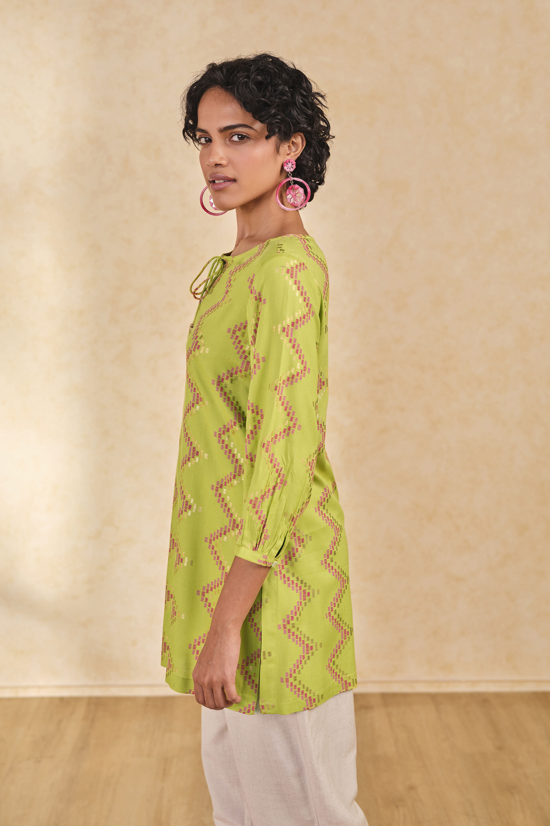 Lime Chevron Print Tunic, Lime, image 4